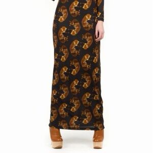 OPENING CEREMONY fox print silk maxi dress, Deyrolle collab, size small